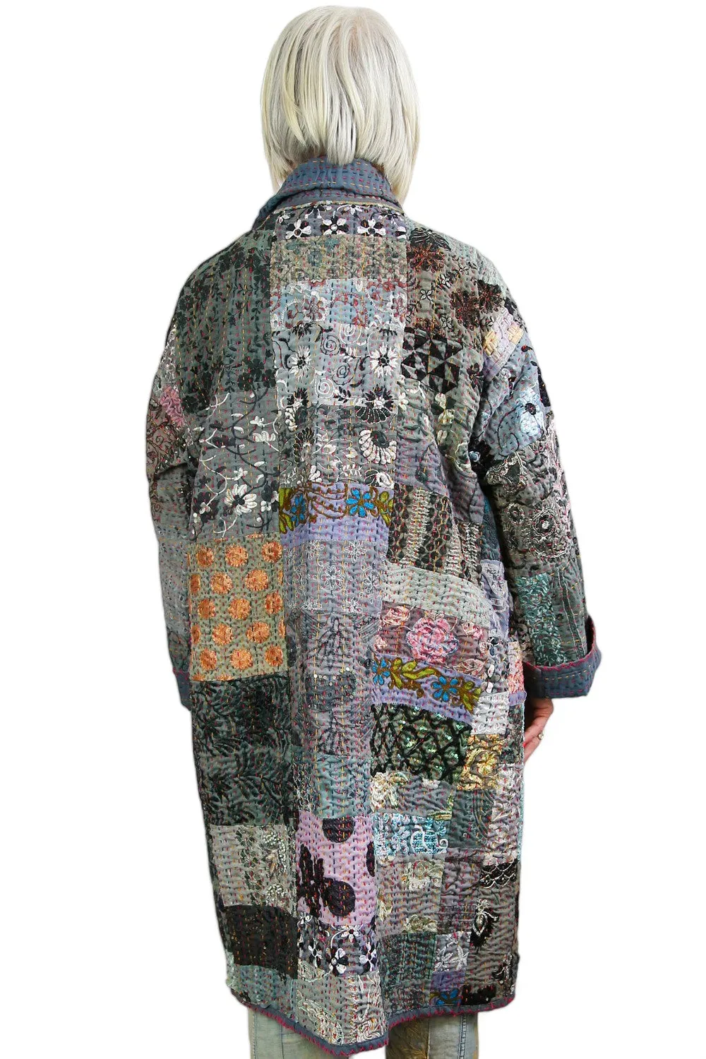 MAHARANI KANTHA COAT PATCHWORK GREY